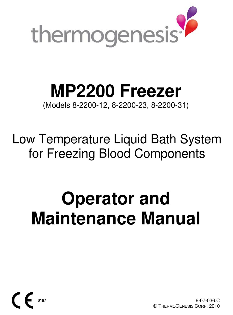 THERMOGENESIS MP2200 OPERATOR AND MAINTENANCE MANUAL Pdf Download