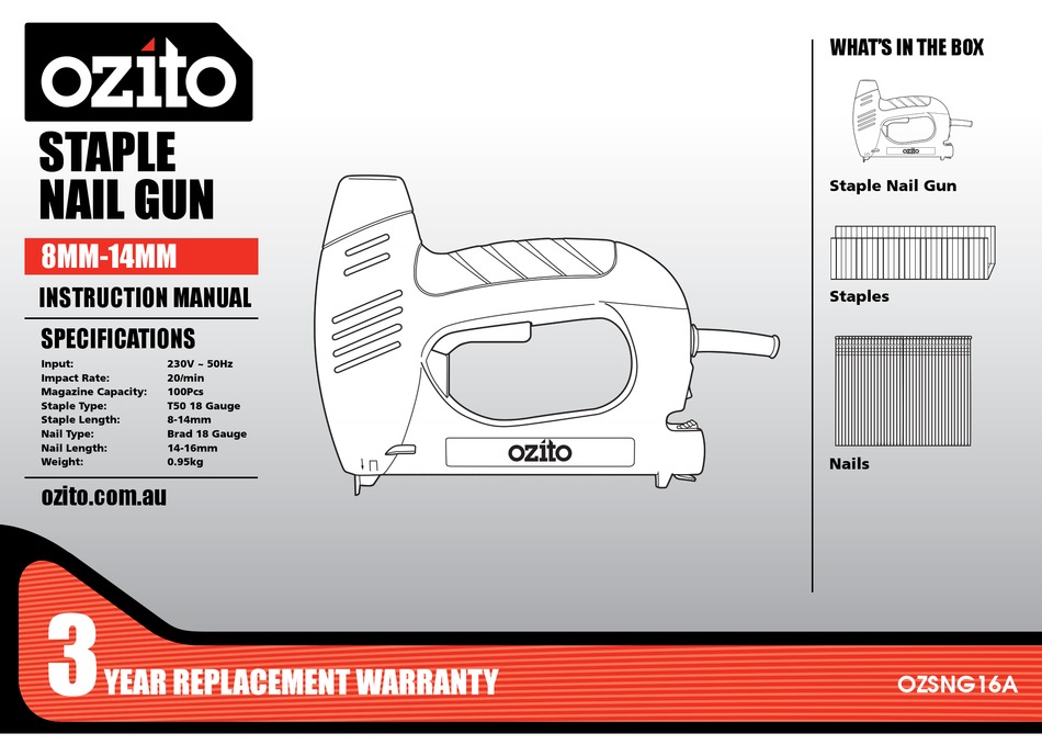 Ozito staple deals nail gun