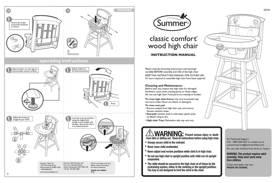 Summer 25210 Instruction Manual Pdf, Summer Infant Bentwood High Chair Replacement Straps Uk