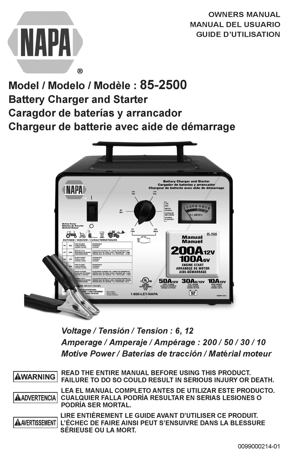 NAPA 852500 OWNER'S MANUAL Pdf Download ManualsLib