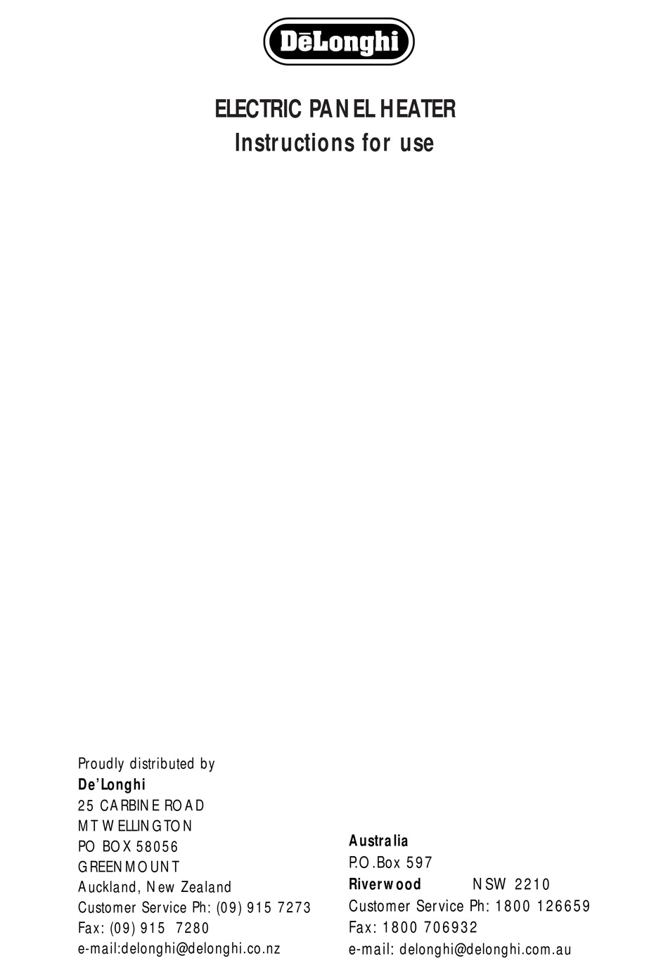 User manual DeLonghi Distinta CTI 4003 (English - 16 pages)