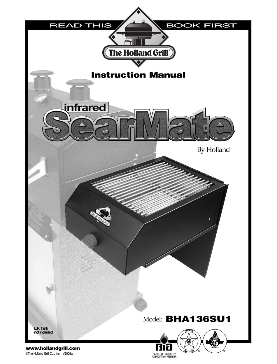 HOLLAND GRILL SEARMATE BHA136SU1 INSTRUCTION MANUAL Pdf Download