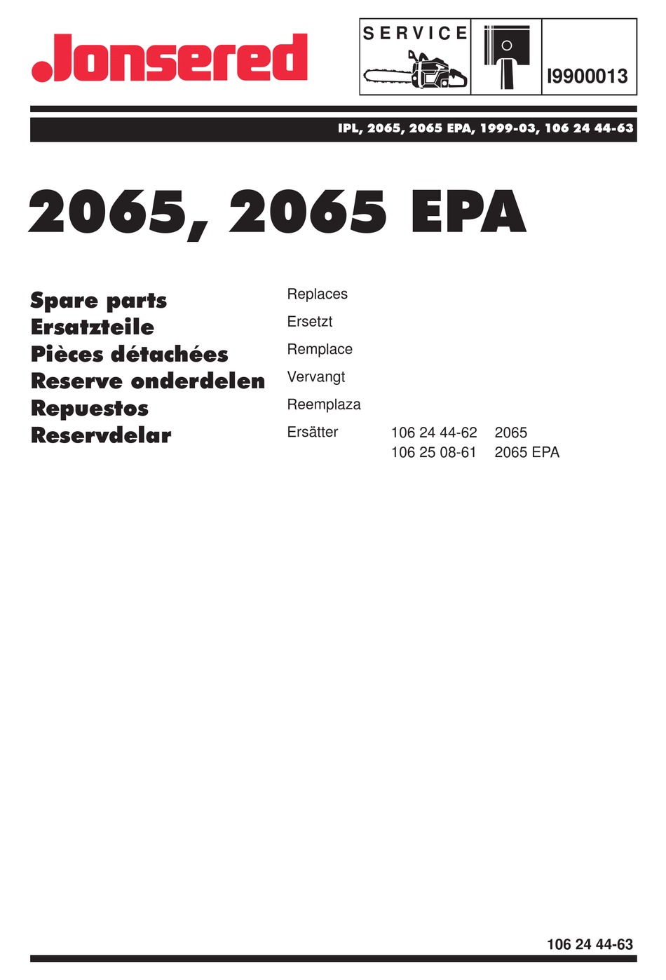 JONSERED 2065 SPARE PARTS Pdf Download ManualsLib
