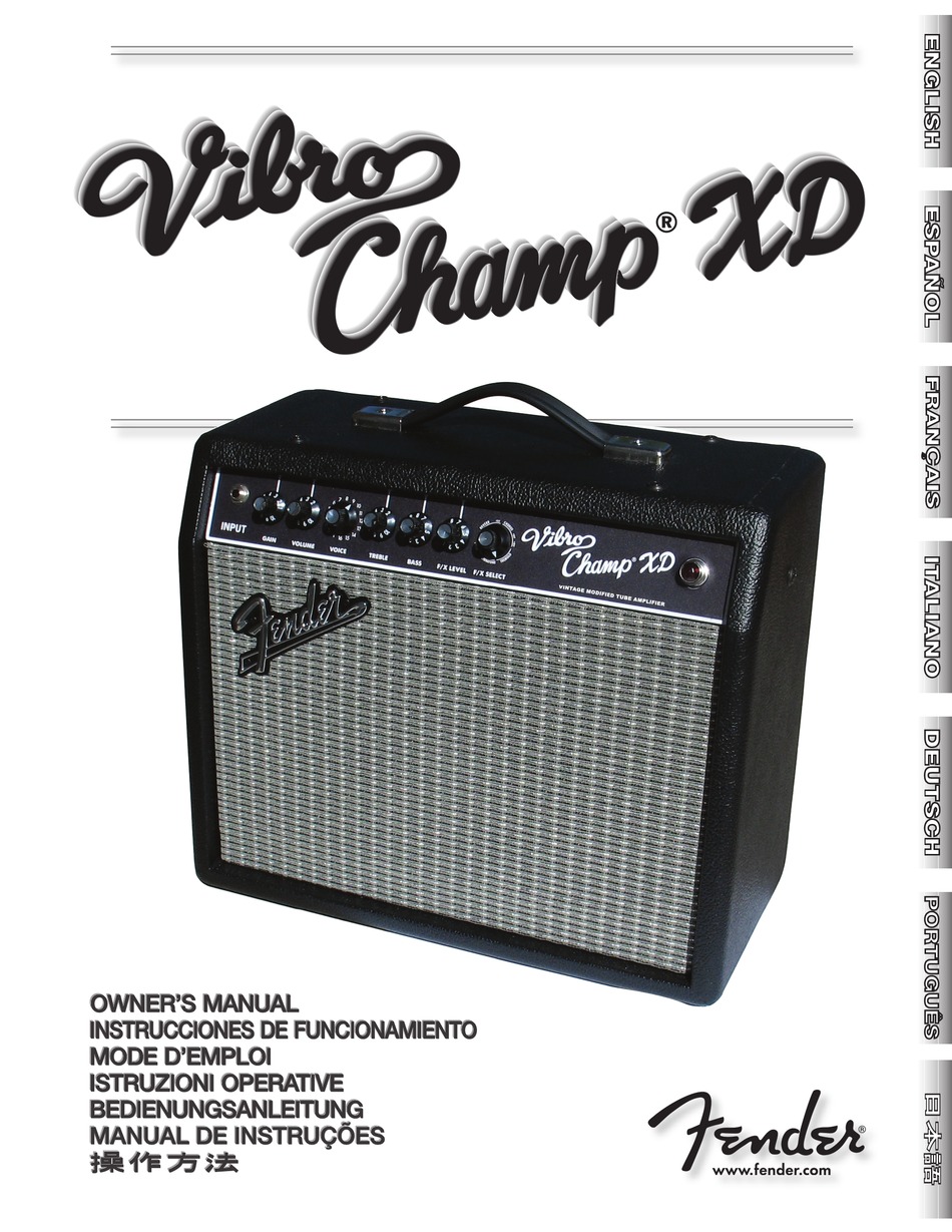 Fender Vibro Champ Xd Owner S Manual Pdf Download Manualslib