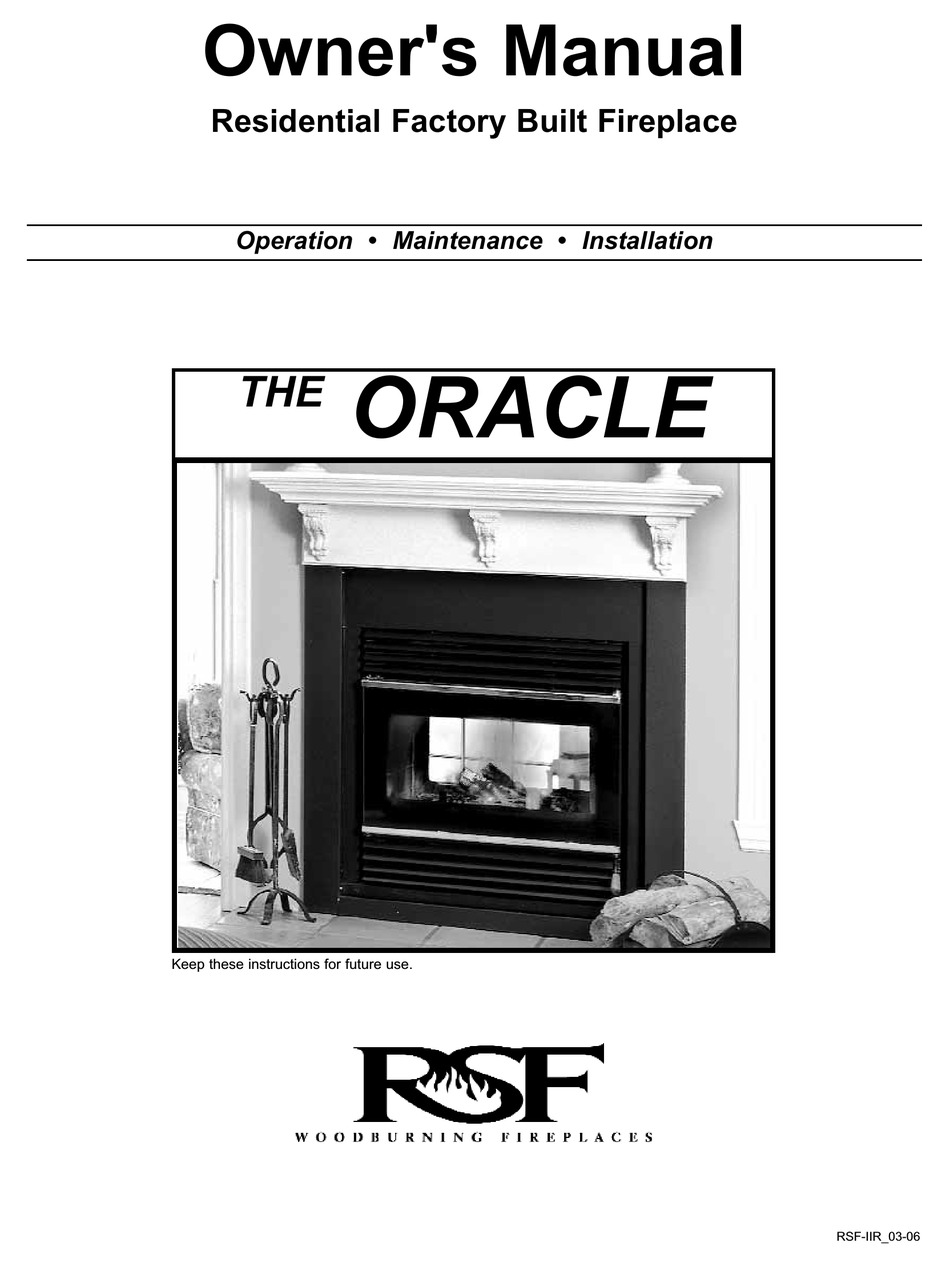 RSF WOODBURNING FIREPLACES THE ORACLE OWNER'S MANUAL Pdf Download |  ManualsLib