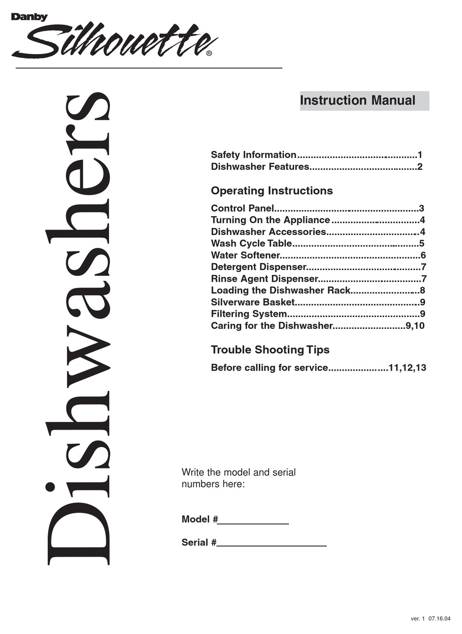 danby silhouette dishwasher
