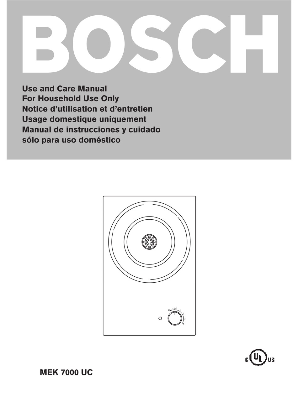 BOSCH MEK 7000 UC USE AND CARE MANUAL Pdf Download ManualsLib