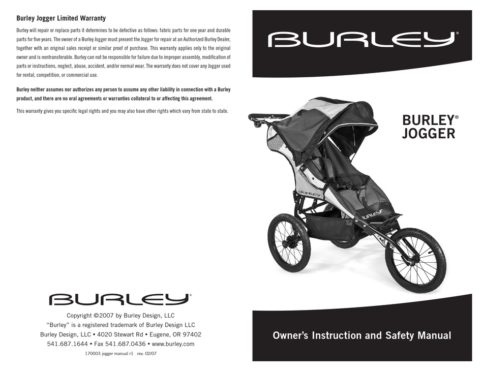 burley canto owners manual