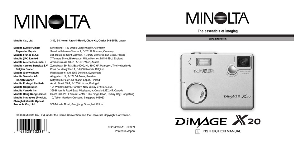 Setting The Date And Time - Minolta Dimage X20 Instruction Manual