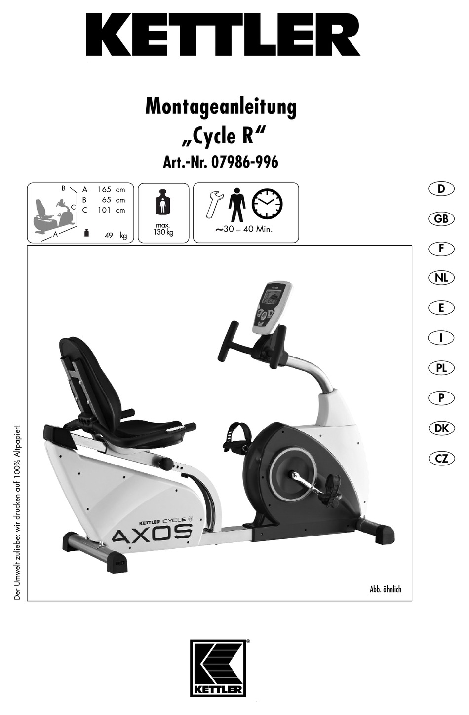 Kettler Cycle R Assembly Instructions Manual Pdf Download Manualslib