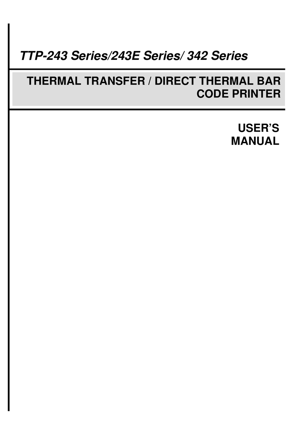 TSC TTP-243 SERIES USER MANUAL Pdf Download | ManualsLib