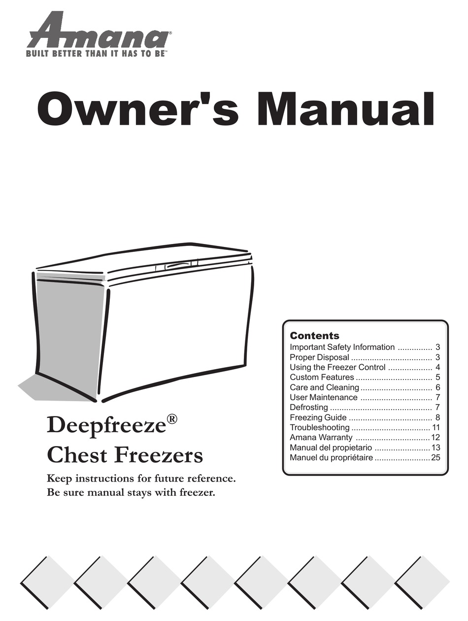 AMANA DEEPFREEZE CHEST FREEZERS OWNER'S MANUAL Pdf Download ManualsLib