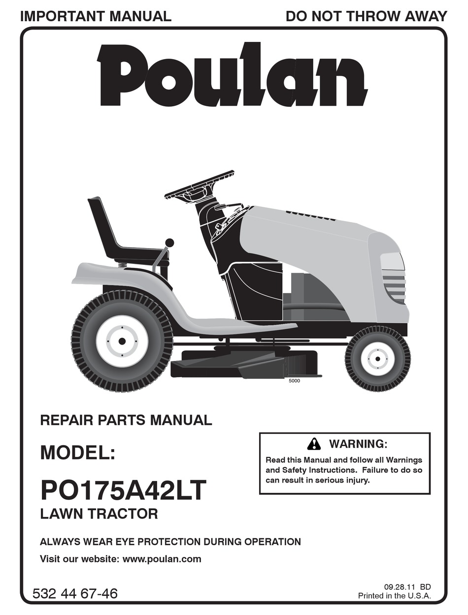 POULAN PRO PO175A42LT REPAIR PARTS MANUAL Pdf Download ManualsLib