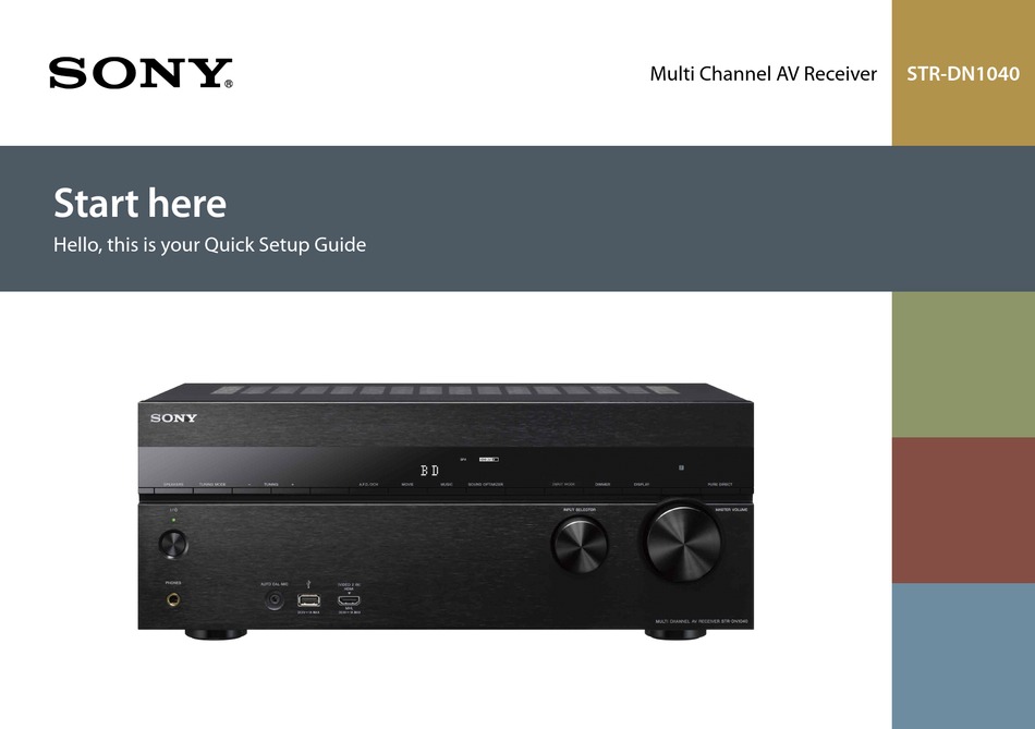 SONY STR-DN1040 QUICK SETUP MANUAL Pdf Download | ManualsLib