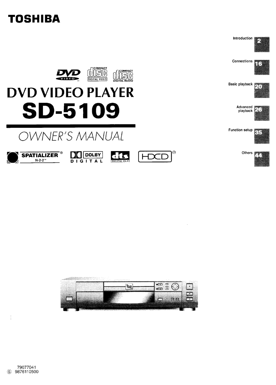 TOSHIBA SD5109 OWNER