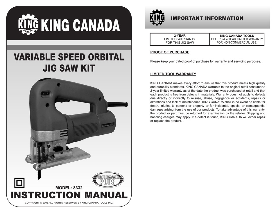 KING CANADA 8332 INSTRUCTION MANUAL Pdf Download ManualsLib
