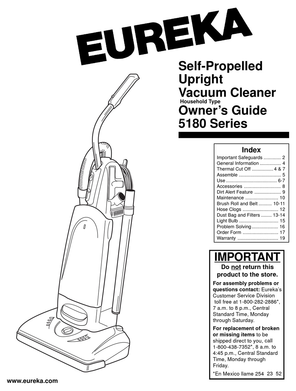 EUREKA 5180 SERIES OWNER'S MANUAL Pdf Download ManualsLib
