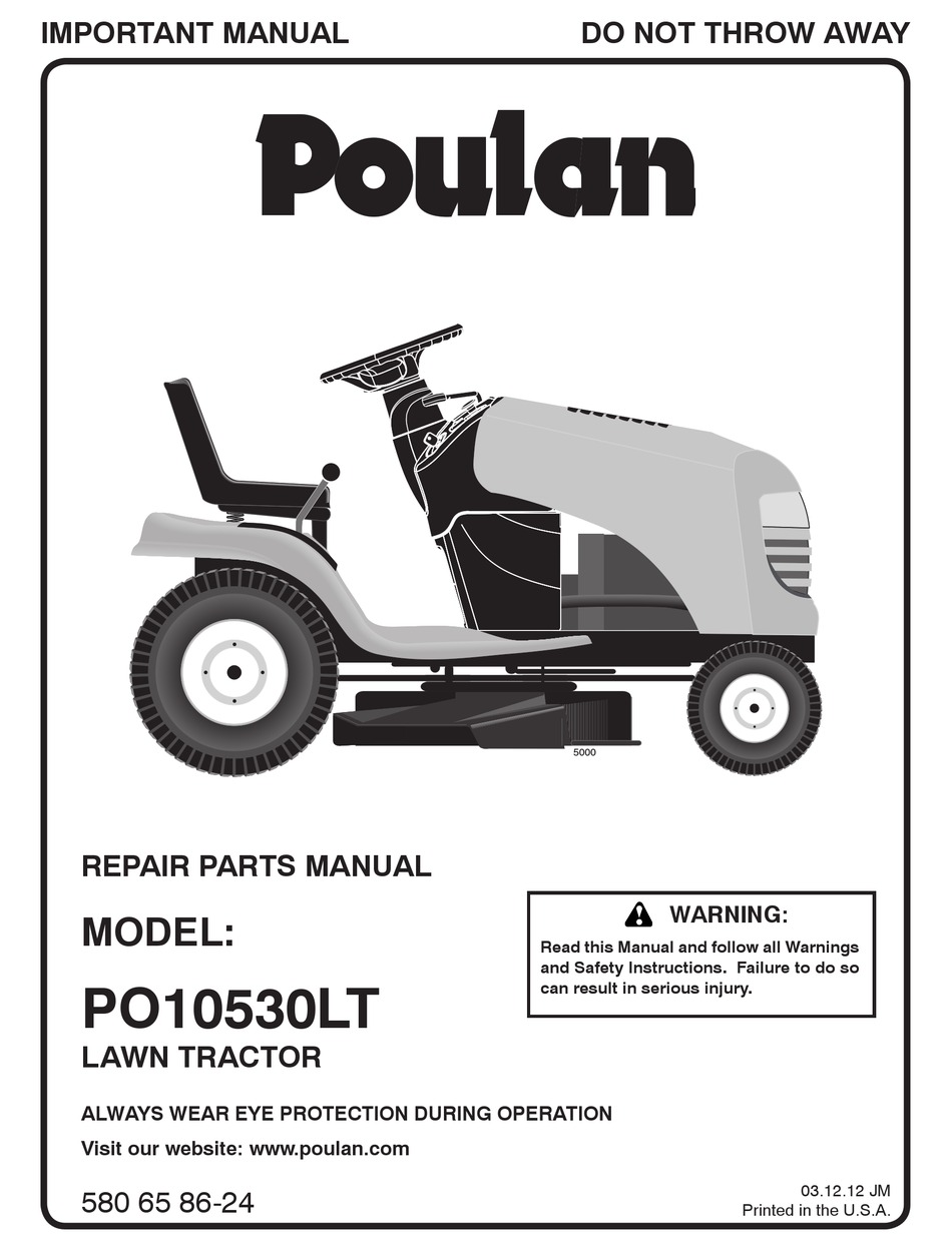 POULAN PRO PO10530LT REPAIR PARTS MANUAL Pdf Download | ManualsLib