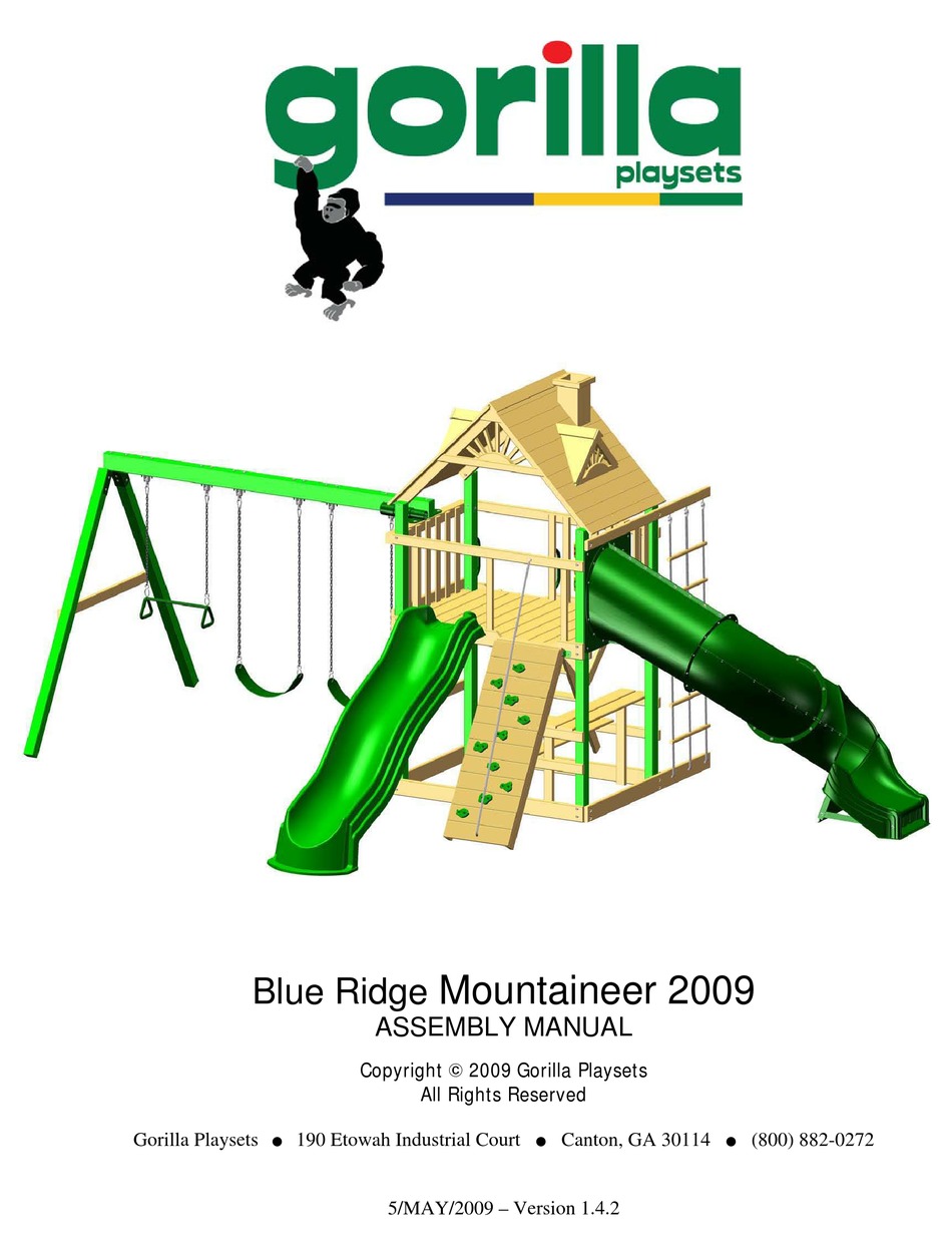 GORILLA PLAYSETS BLUE RIDGE MOUNTAINEER 2009 ASSEMBLY MANUAL Pdf