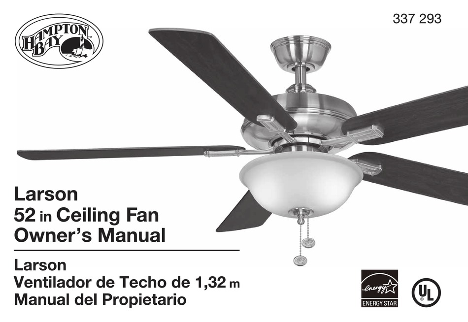 Hampton Bay Larson Owner S Manual Pdf, Hamilton Bay Ceiling Fan Manual