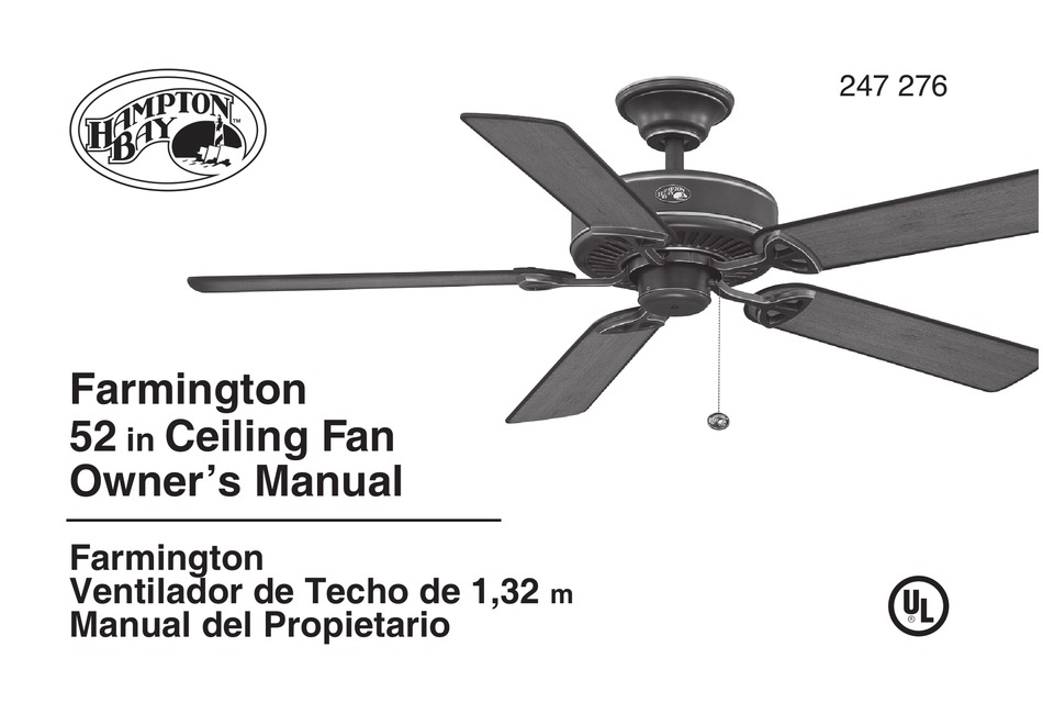 Hampton Bay Farmington Owner S Manual, Farmington Ceiling Fan