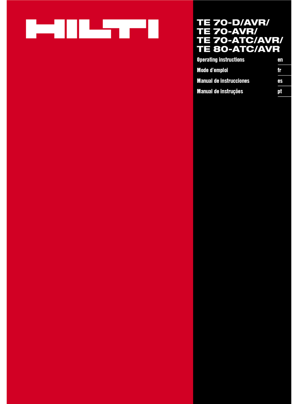 HILTI TE 70-AVR OPERATING INSTRUCTIONS MANUAL Pdf Download | ManualsLib