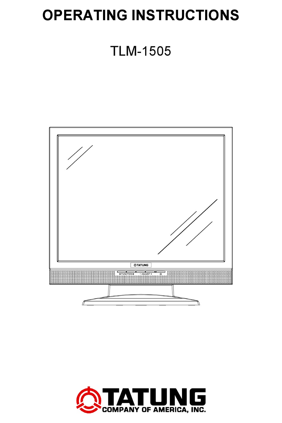 TATUNG TLM1505 OPERATING INSTRUCTIONS MANUAL Pdf Download ManualsLib