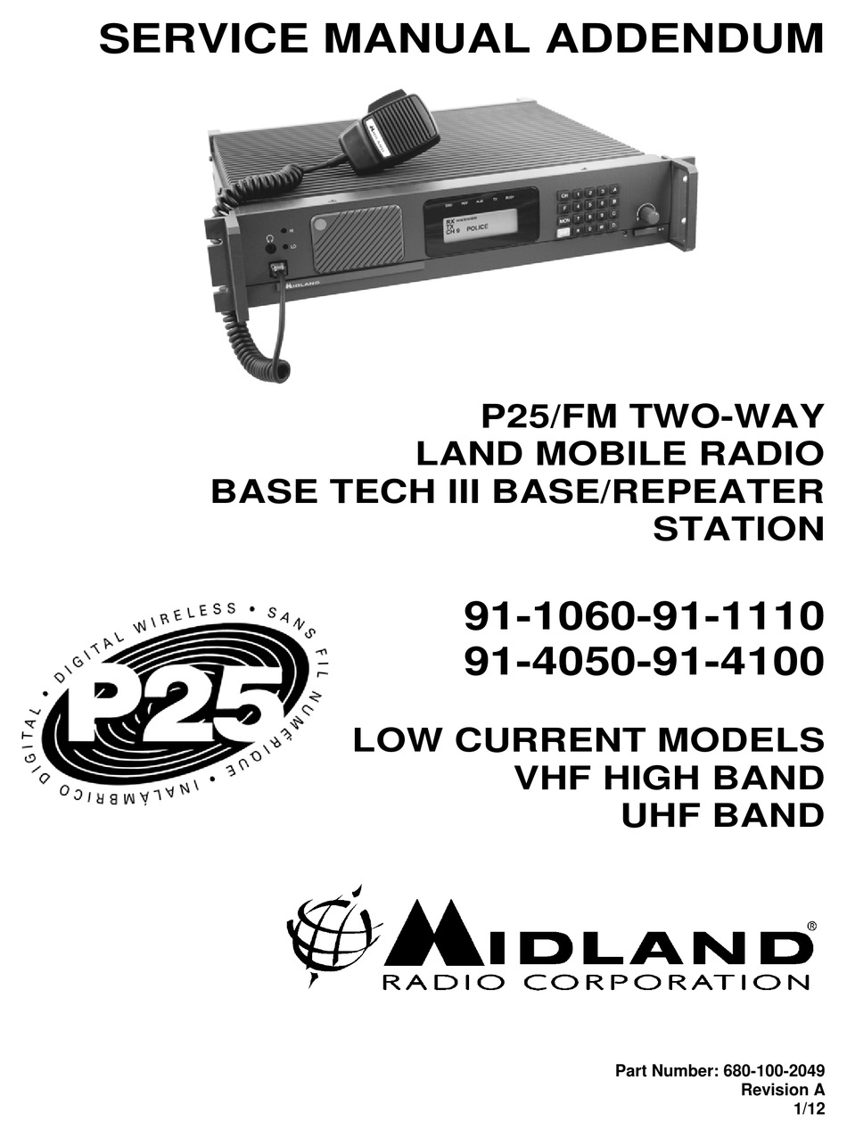MIDLAND 911060911110 SERVICE MANUAL ADDENDUM Pdf Download ManualsLib
