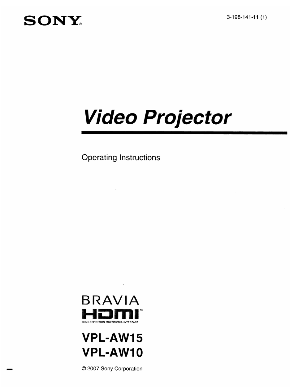 SONY BRAVIA HDMI VPLAW15 OPERATING INSTRUCTIONS MANUAL Pdf Download ManualsLib SONY BRAVIA HDMI VPLAW15 OPERATING INSTRUCTIONS MANUAL Pdf Download ManualsLib