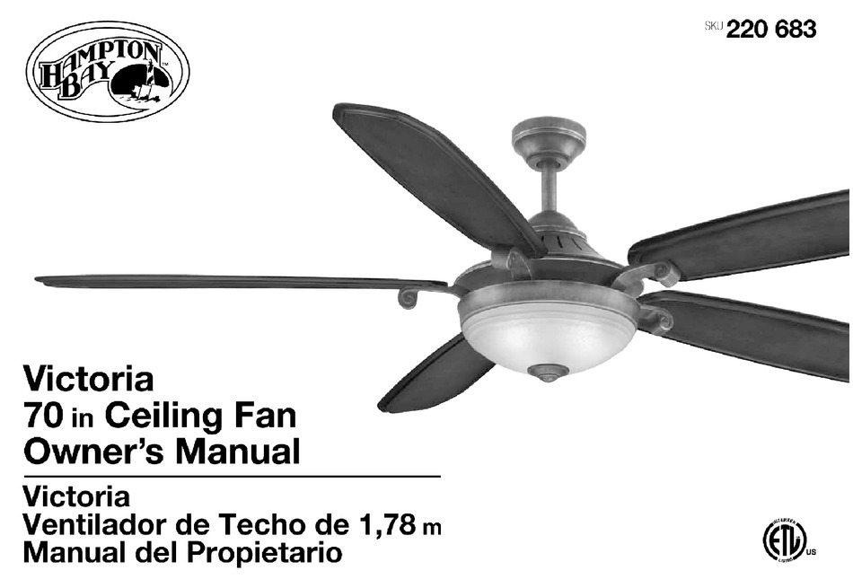 Hampton Bay Victoria Owner S Manual Pdf, Hampton Bay Ceiling Fan Instructions