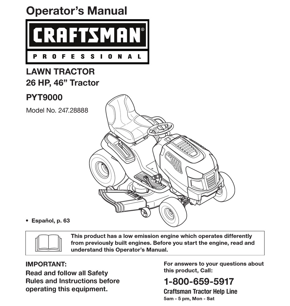 CRAFTSMAN PROFESSIONAL PYT9000 OPERATOR'S MANUAL Pdf Download ManualsLib