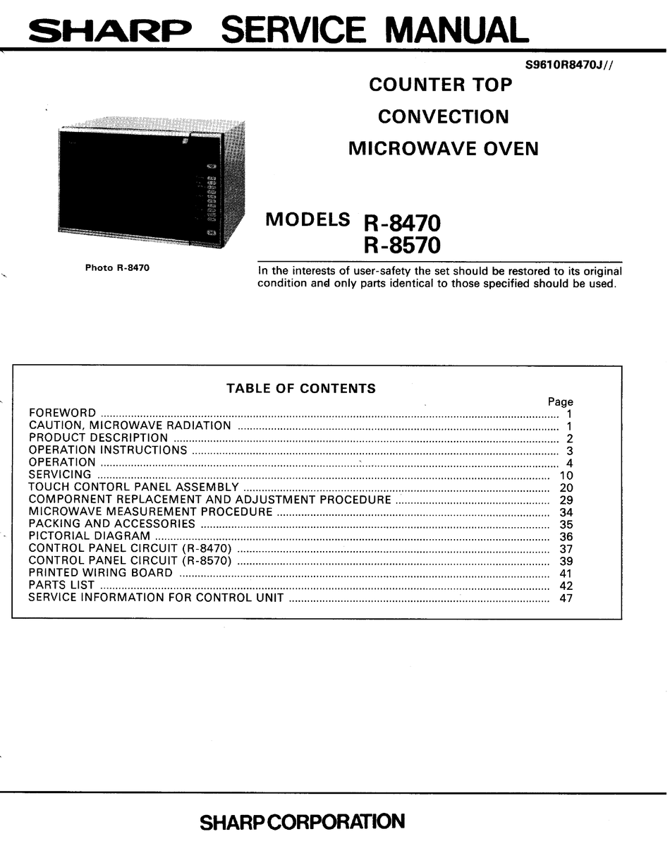 SHARP R 8470 SERVICE MANUAL Pdf Download ManualsLib