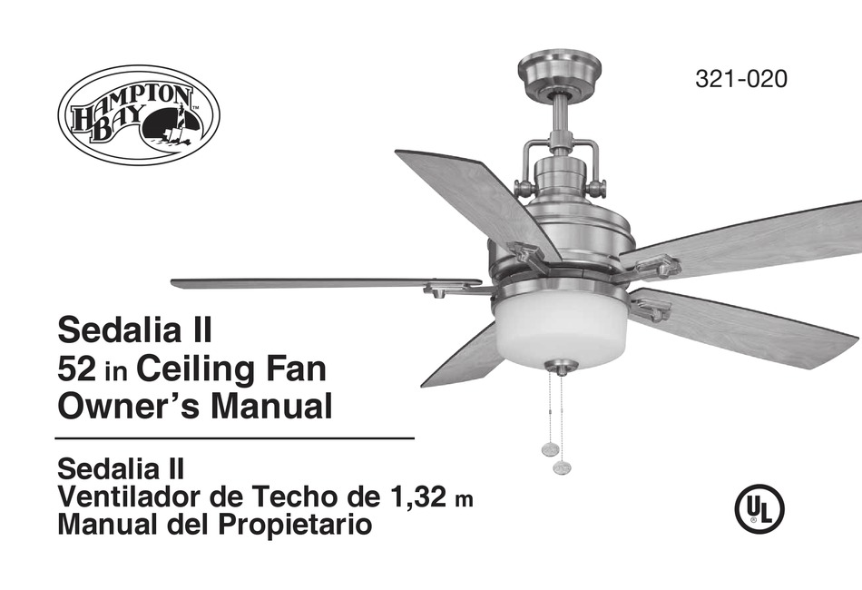 Hampton Bay Sedalia Ii Owner S Manual, Hampton Bay Ceiling Fan Instructions