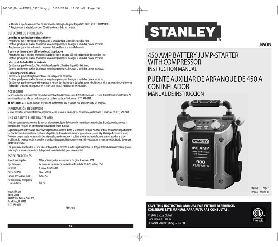STANLEY J45C09 INSTRUCTION MANUAL Pdf Download | ManualsLib
