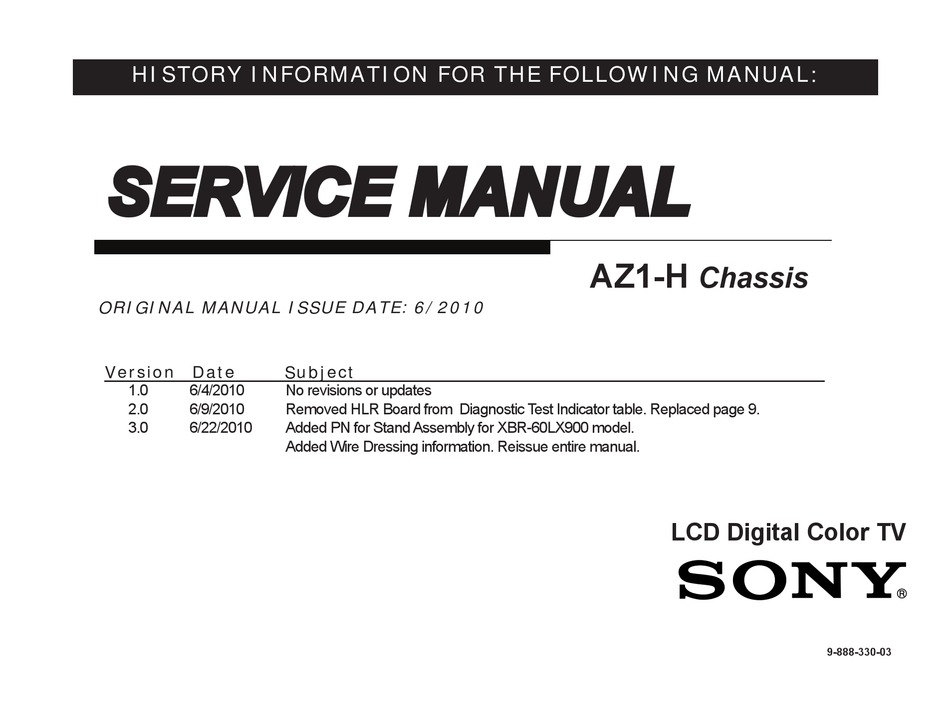 SONY XBR-40LX900 SERVICE MANUAL Pdf Download | ManualsLib