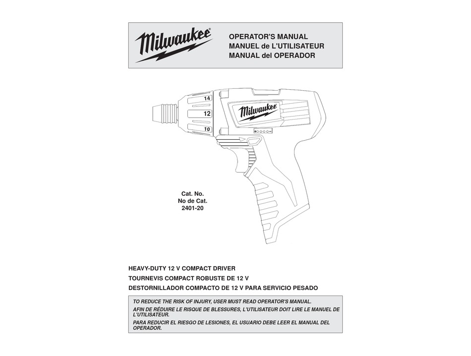 MILWAUKEE COMPACT DRIVER OPERATOR'S MANUAL Pdf Download ManualsLib