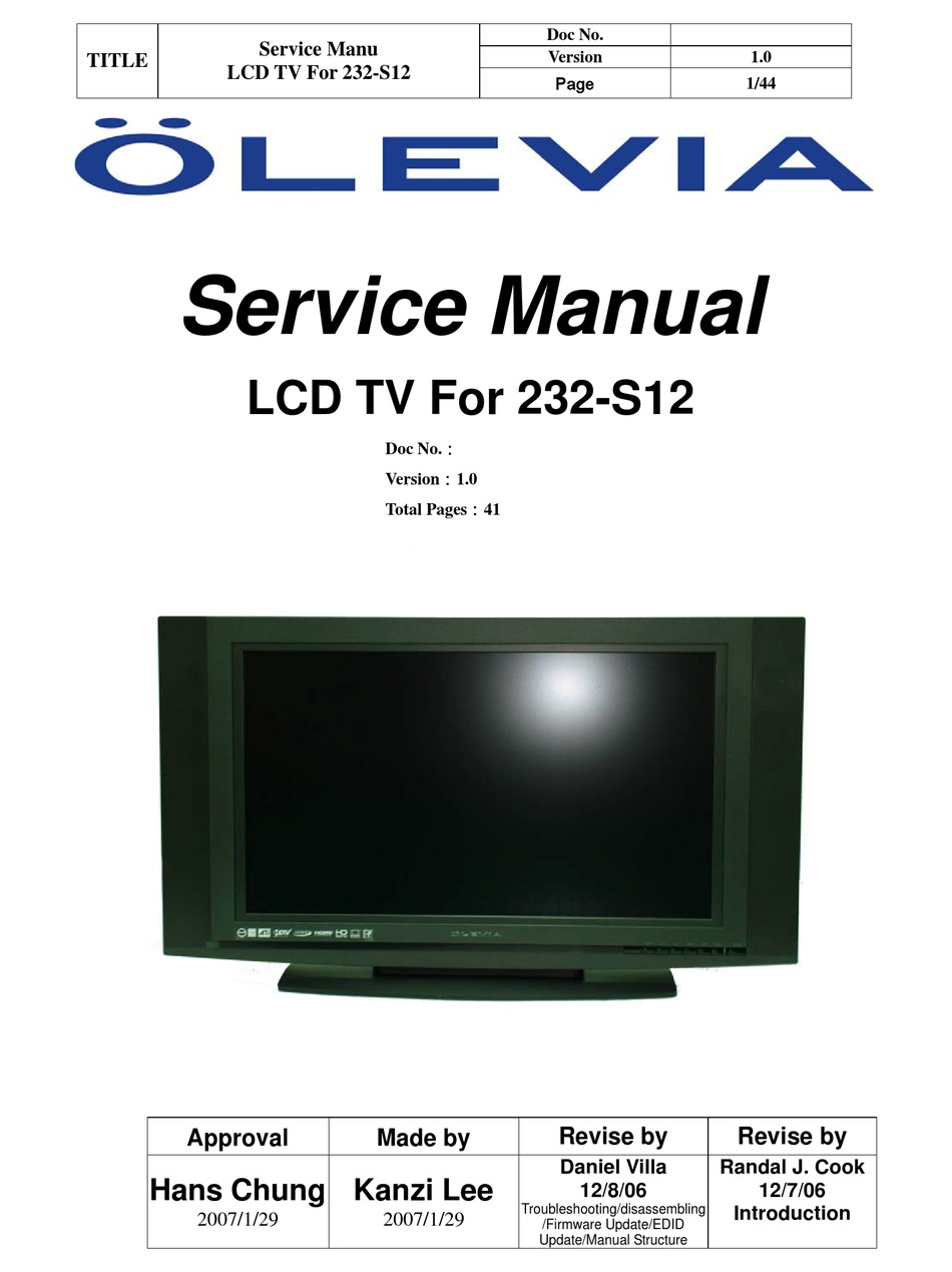 olevia 232 s12 firmware download