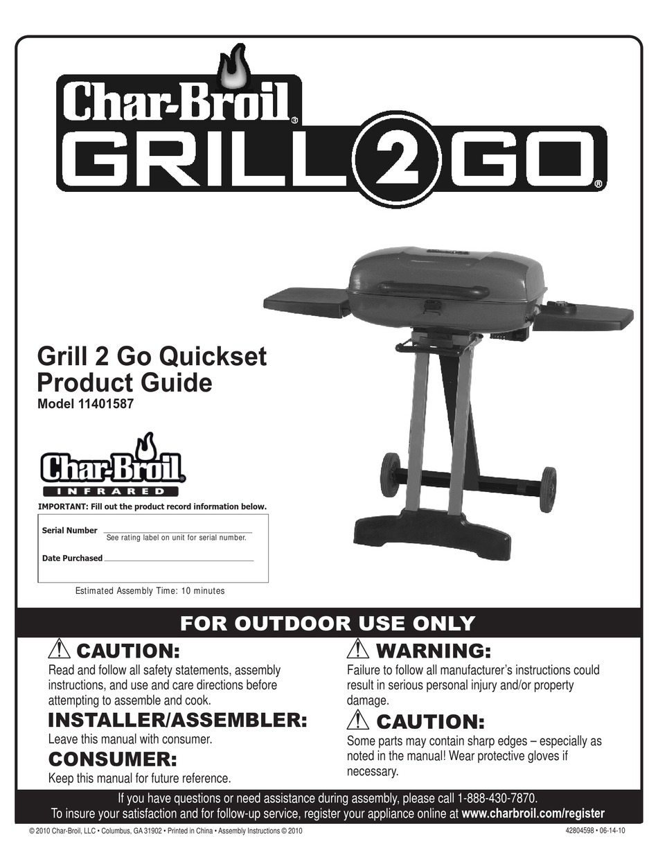 CHARBROIL GRILL 2 GO 11401587 PRODUCT MANUAL Pdf Download ManualsLib