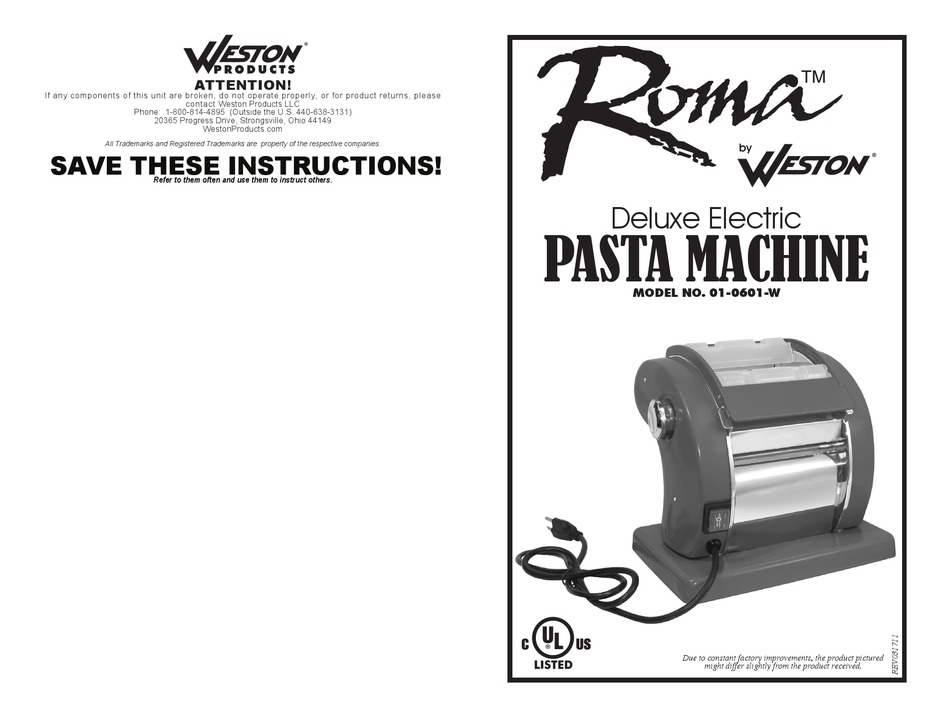 Weston Roma Express Electric Pasta Machine