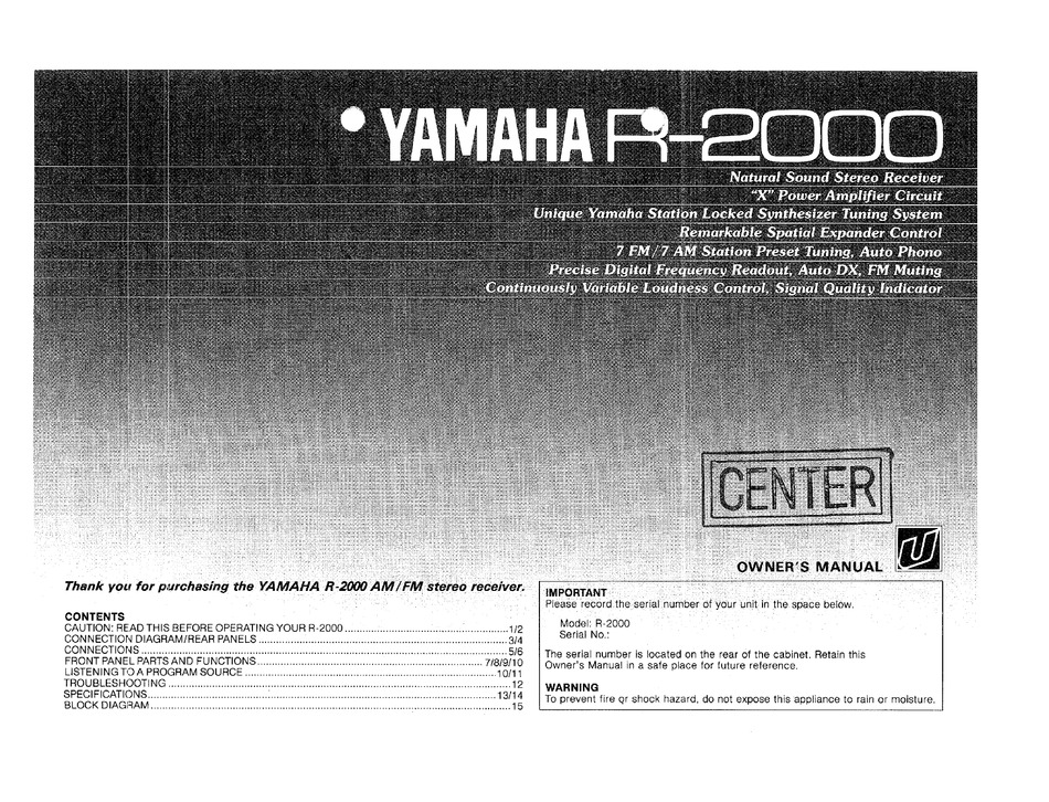 YAMAHA R 2000 OWNER S MANUAL Pdf Download ManualsLib yamaha-r-2000-owner-s-manual-pdf-download-manualslib