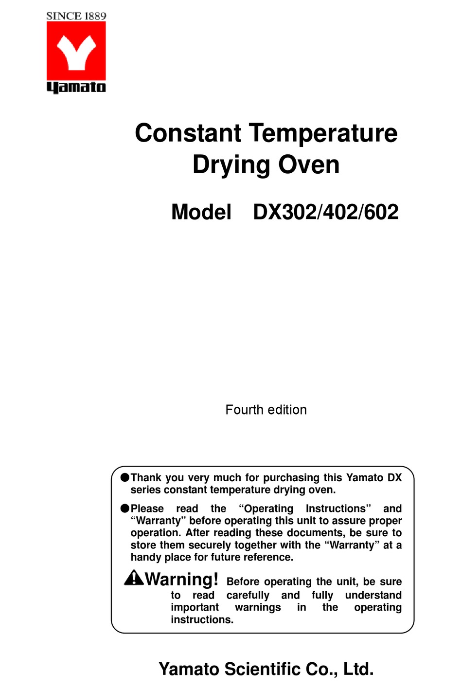 YAMATO DX302 OPERATING INSTRUCTIONS MANUAL Pdf Download ManualsLib