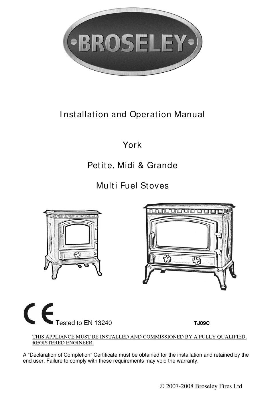 BROSELEY YORK INSTALLATION AND OPERATION MANUAL Pdf Download ManualsLib