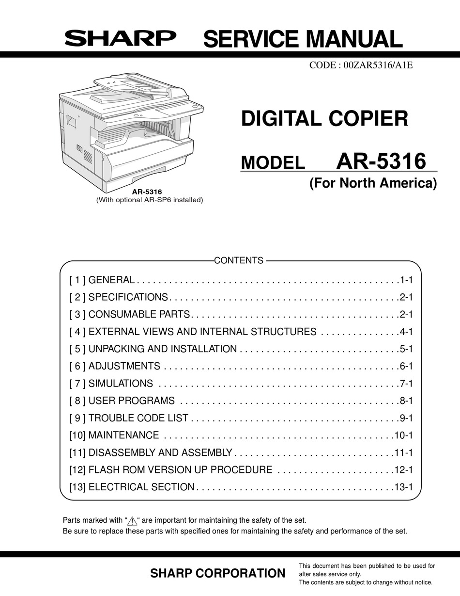 sharp copiers manuals