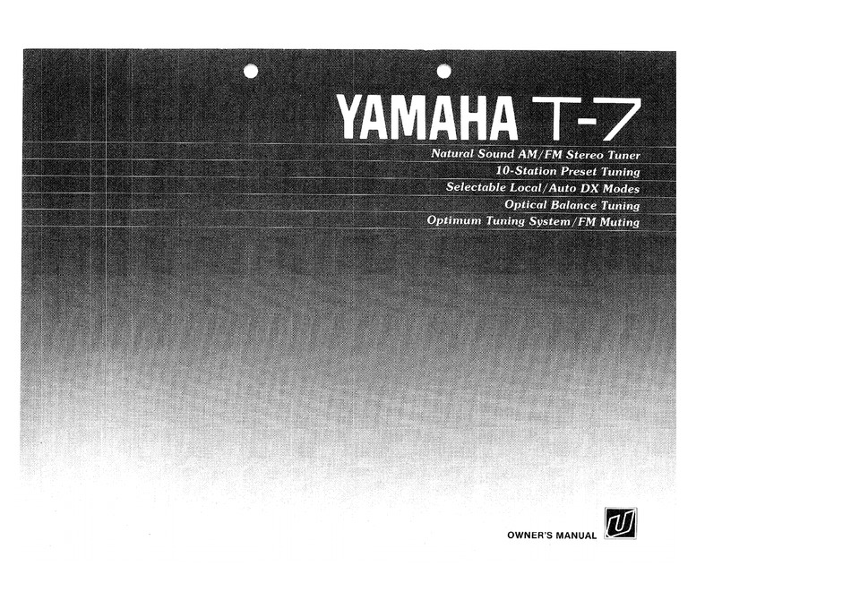 Yamaha T 7 Owner S Manual Pdf Download Manualslib