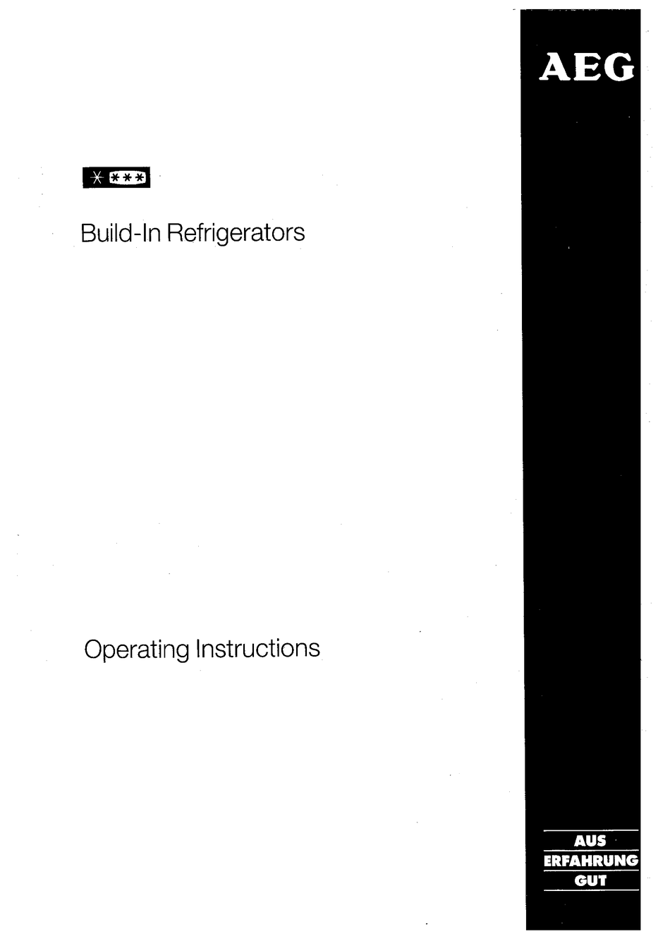 AEG BUILDIN REFRIGERATORS OPERATING INSTRUCTIONS MANUAL Pdf Download