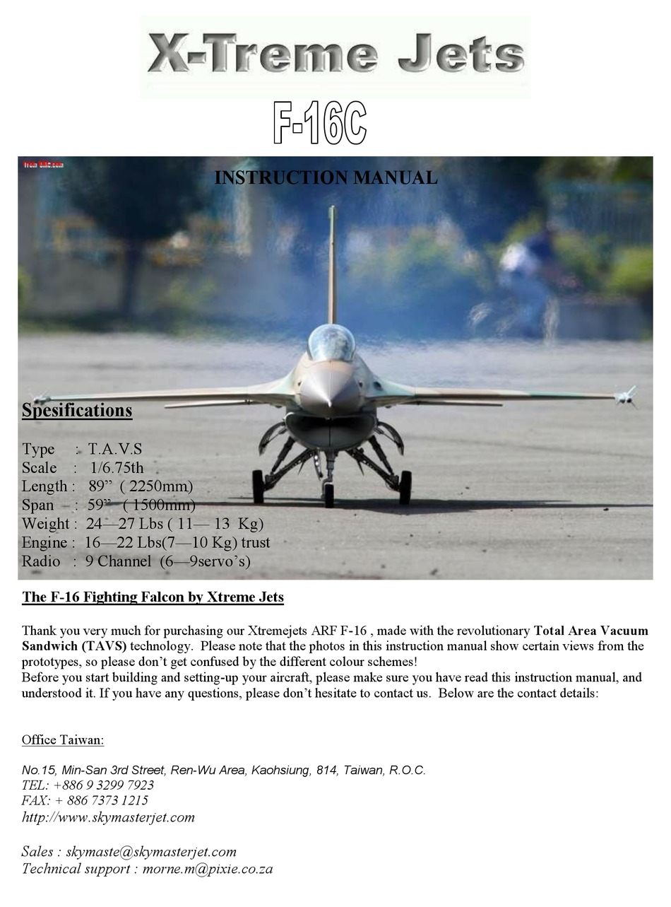 X Treme Jets F 16c Instruction Manual Pdf Download Manualslib