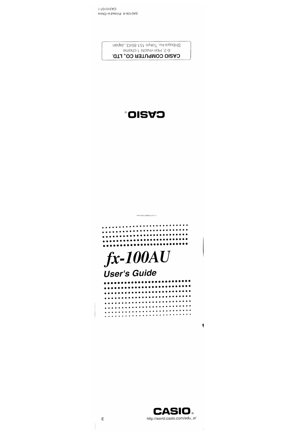 Casio Fx 100au User Manual Pdf Download Manualslib
