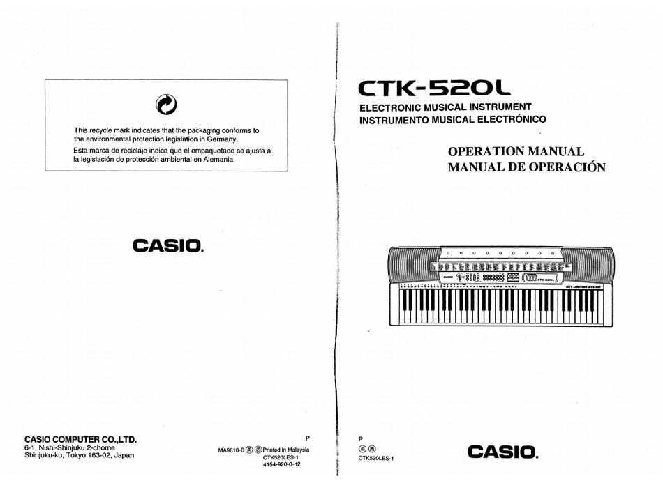 CASIO CTK-520L OPERATION MANUAL Pdf Download | ManualsLib