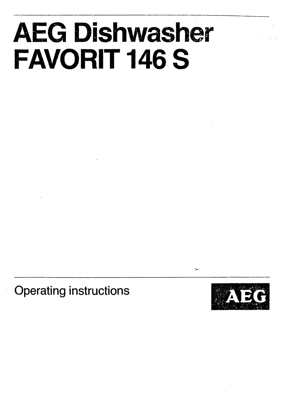 AEG FAVORIT 146 S OPERATING INSTRUCTIONS MANUAL Pdf Download ManualsLib