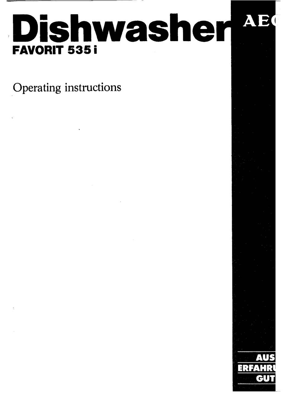 AEG FAVORIT 535 I OPERATING INSTRUCTIONS MANUAL Pdf Download ManualsLib
